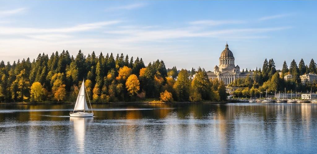 Illustrative Pacific Northwest lifestyle scene accompanying Moving from North Carolina to Olympia, WA: Relocation Guide