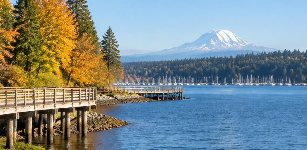 Illustrative Pacific Northwest lifestyle scene accompanying Minnesota vs. Washington State: Moving to Olympia Guide