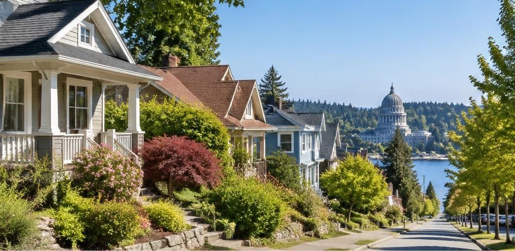 Illustrative residential setting accompanying An Olympia Home-Buying Guide for State Employees