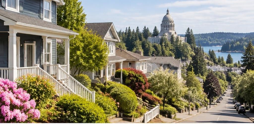 Illustrative residential setting accompanying Illinois vs. Washington State: Moving to Olympia Guide