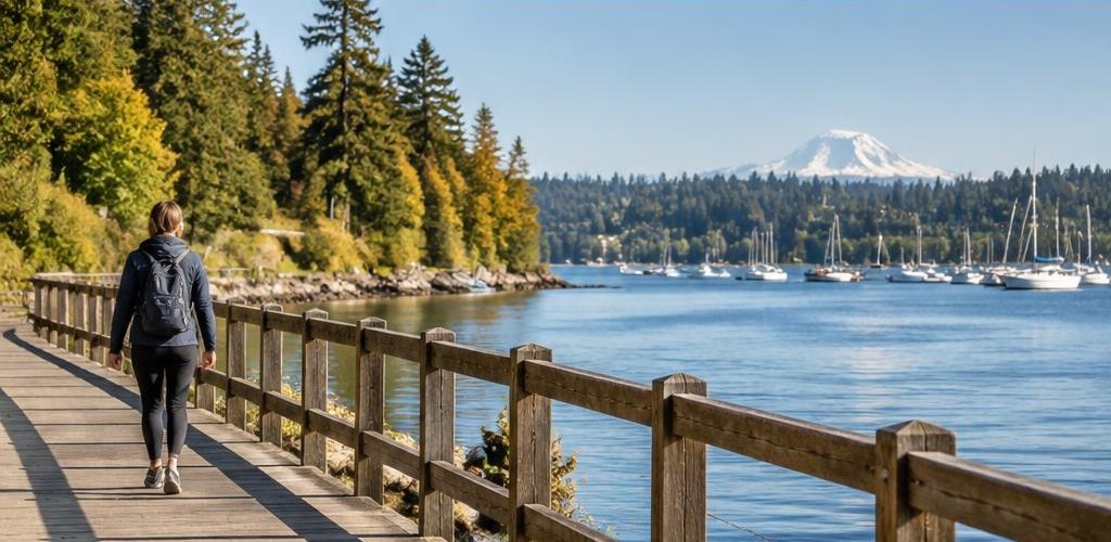 Illustrative Pacific Northwest lifestyle scene accompanying Nevada vs. Washington State: Cost of Living and Lifestyle Guide