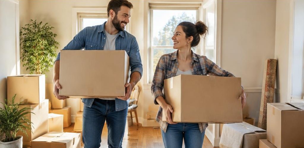 Illustrative homeownership scene accompanying Moving from Massachusetts to Olympia, WA: A Relocation Guide