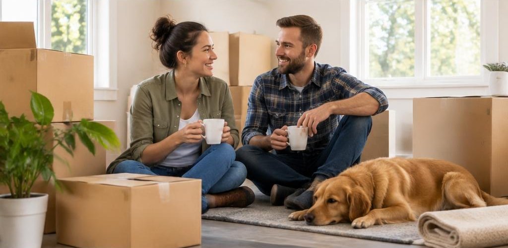 Illustrative homeownership scene accompanying Moving from Maine to Olympia, WA: A Step-by-Step Relocation Guide