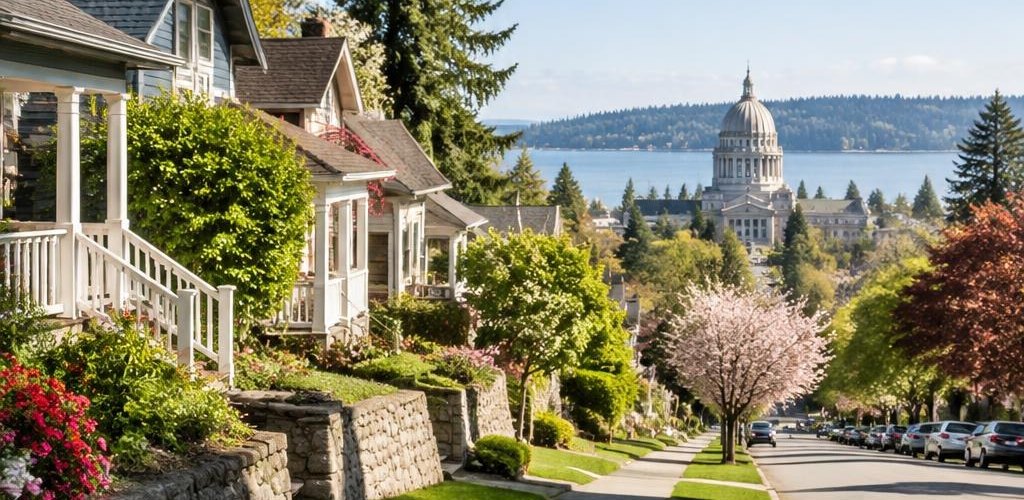Illustrative residential setting accompanying New Jersey vs. Washington State: Relocating to Olympia Guide