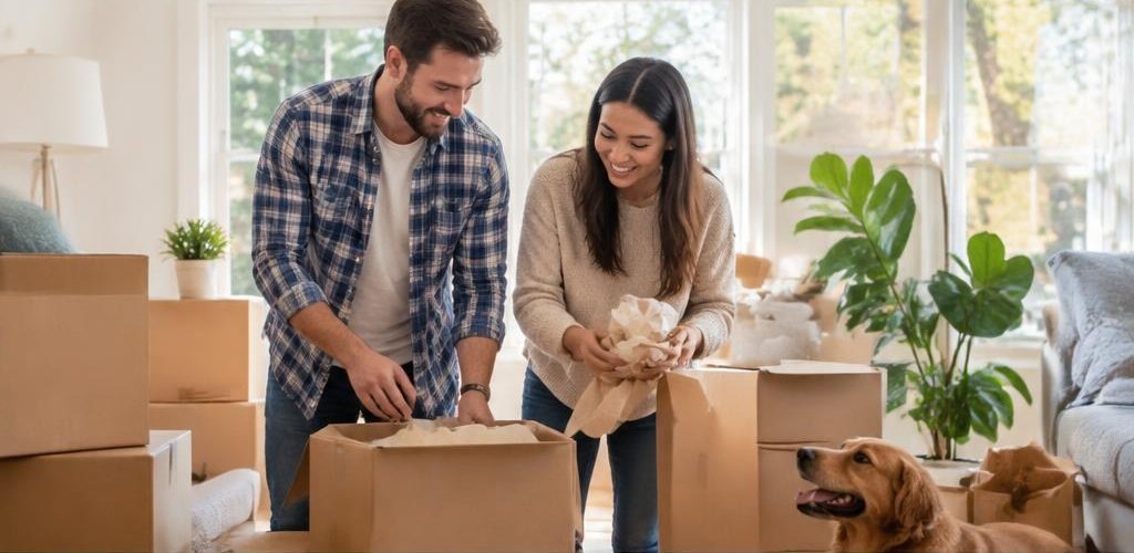 Illustrative homeownership scene accompanying Moving from New Hampshire to Olympia, WA: Relocation Guide