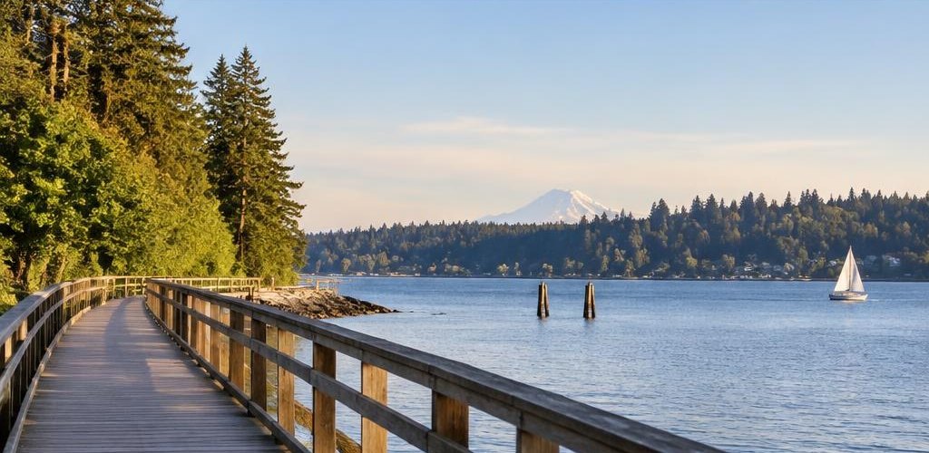 Illustrative Pacific Northwest lifestyle scene accompanying South Carolina vs. Washington State: Relocating to Olympia