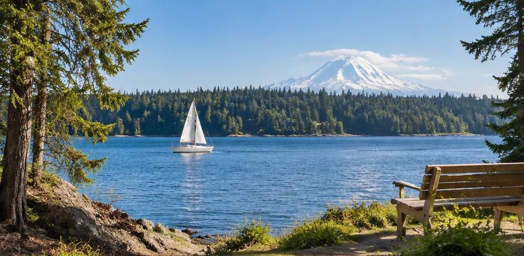 Illustrative Pacific Northwest lifestyle scene accompanying Utah vs. Washington State: Cost of Living and Lifestyle Guide