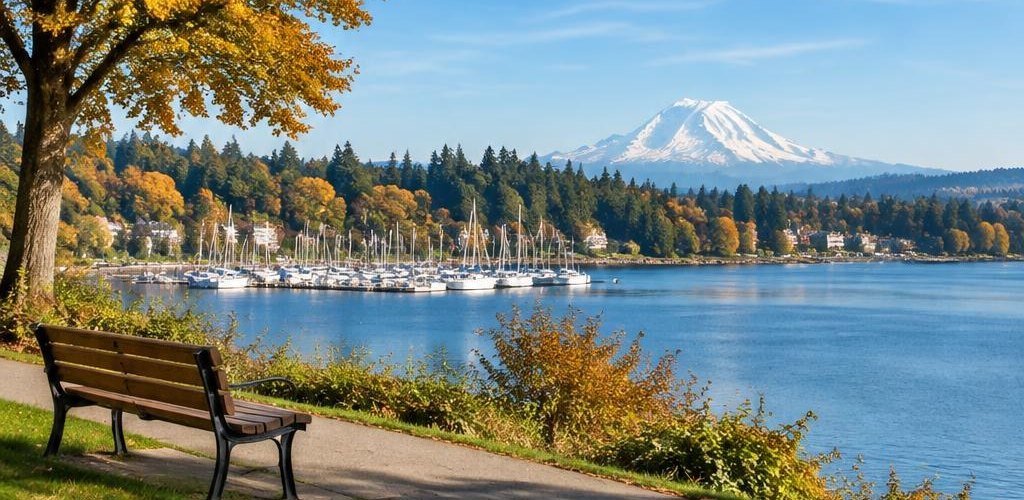 Illustrative Pacific Northwest lifestyle scene accompanying Kansas vs. Washington State: Cost of Living and Lifestyle Guide