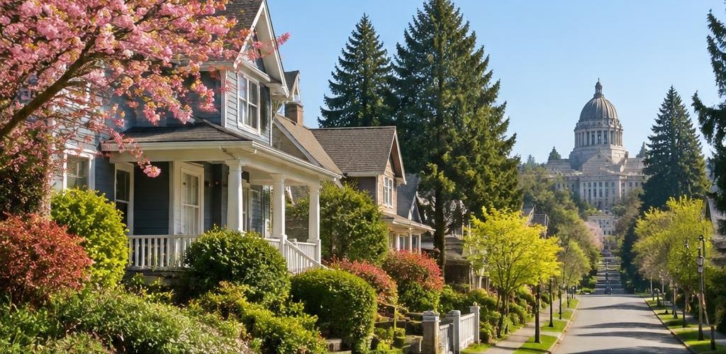 Illustrative residential setting accompanying Tennessee vs. Washington State: Living in Olympia Compared
