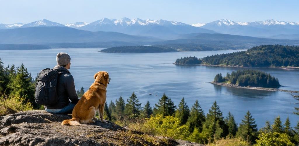 Illustrative Pacific Northwest lifestyle scene accompanying Alaska vs. Washington State: Living in Olympia and the PNW