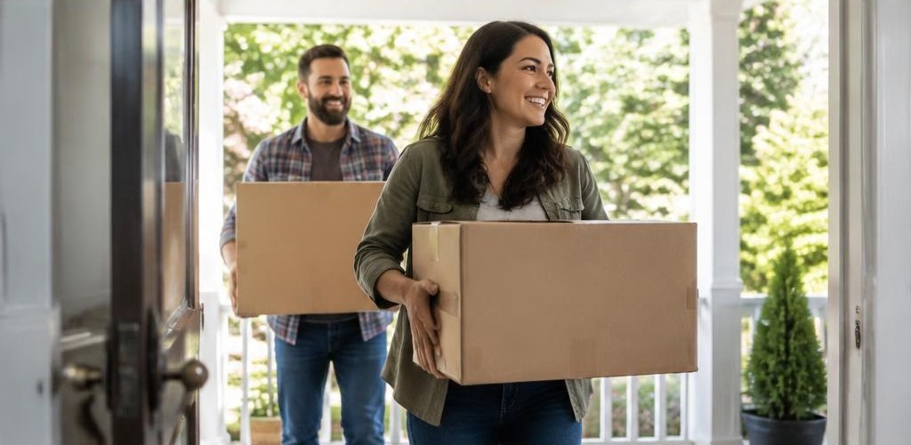 Illustrative homeownership scene accompanying Rhode Island vs. Washington State: Relocating to Olympia