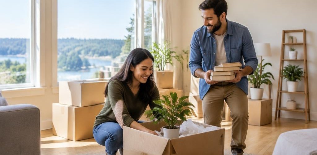 Illustrative homeownership scene accompanying Illinois vs. Washington State: Moving to Olympia Guide