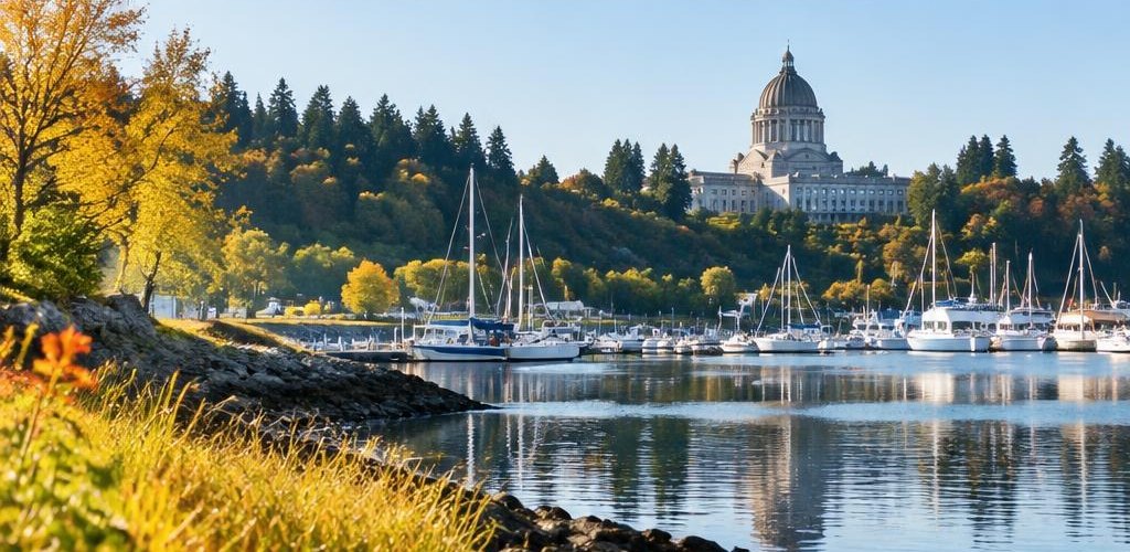 Illustrative Pacific Northwest lifestyle scene accompanying New York vs. Washington State: Cost of Living and Lifestyle Guide