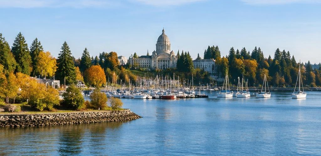 Illustrative Pacific Northwest lifestyle scene accompanying Oregon vs. Washington State: Cost of Living and Lifestyle Guide