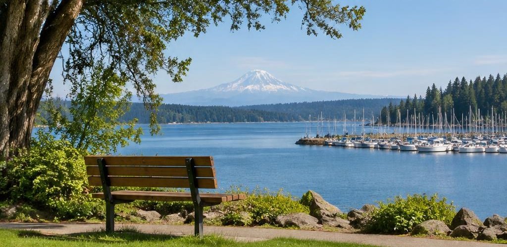 Illustrative Pacific Northwest lifestyle scene accompanying Tennessee vs. Washington State: Living in Olympia Compared