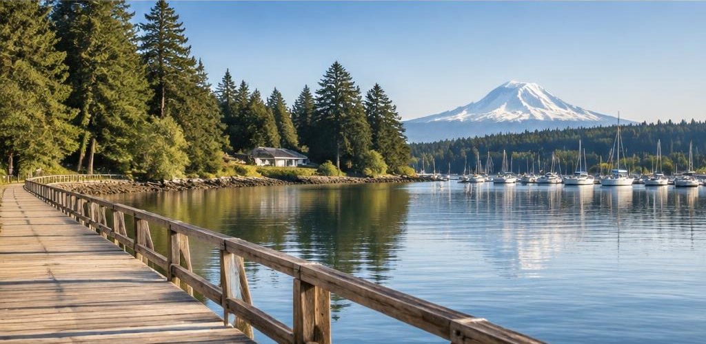 Illustrative Pacific Northwest lifestyle scene accompanying Moving from New Jersey to Olympia, WA: A Step-by-Step Guide