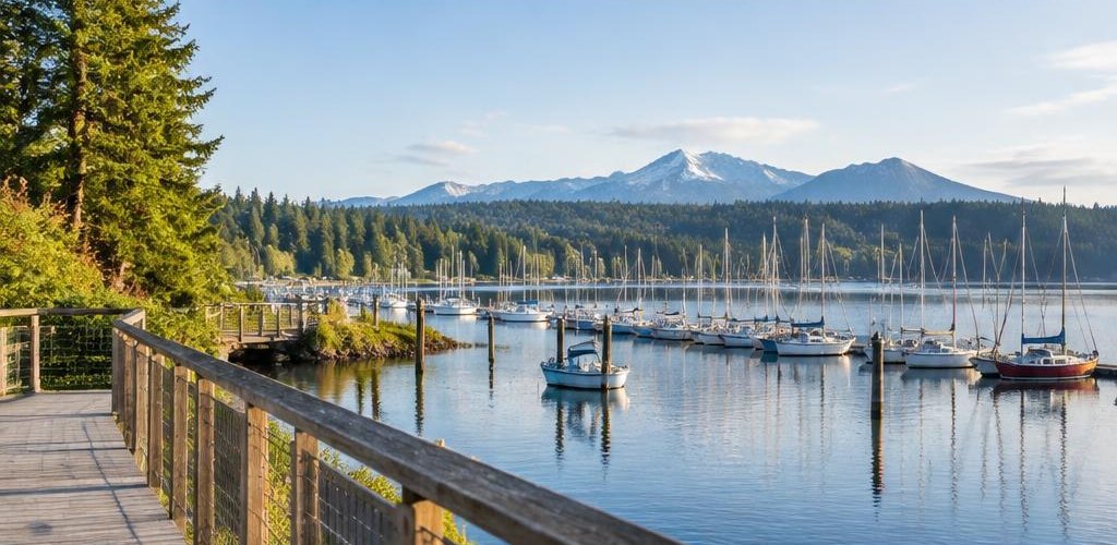 Illustrative Pacific Northwest lifestyle scene accompanying Iowa vs. Washington State: Cost of Living and Lifestyle Guide