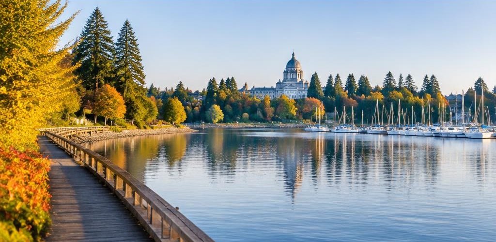 Illustrative Pacific Northwest lifestyle scene accompanying Hawaii vs. Washington State: Moving to Olympia Guide