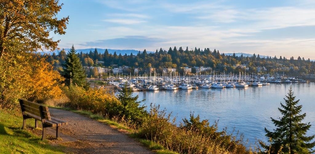 Illustrative Pacific Northwest lifestyle scene accompanying Michigan vs. Washington State: Cost of Living and Lifestyle Guide