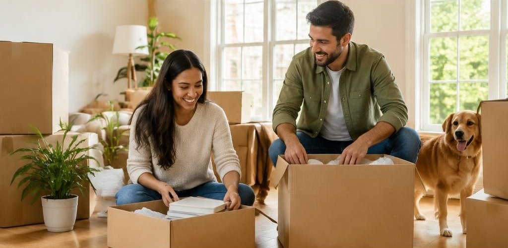 Illustrative homeownership scene accompanying South Carolina vs. Washington State: Relocating to Olympia