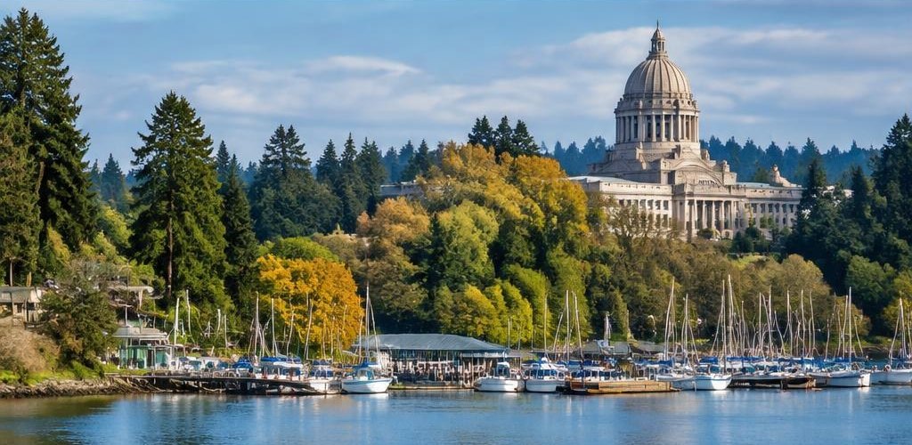 Illustrative Pacific Northwest lifestyle scene accompanying North Dakota vs. Washington State: Cost of Living and Lifestyle