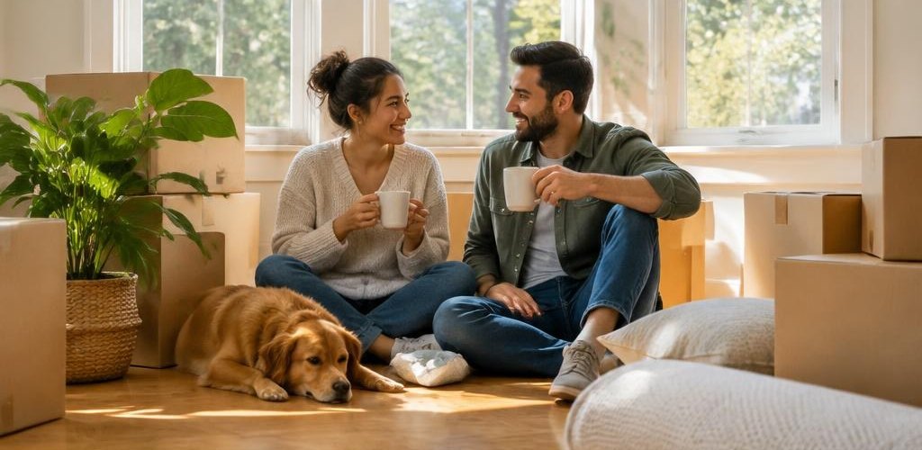 Illustrative homeownership scene accompanying Tennessee vs. Washington State: Living in Olympia Compared