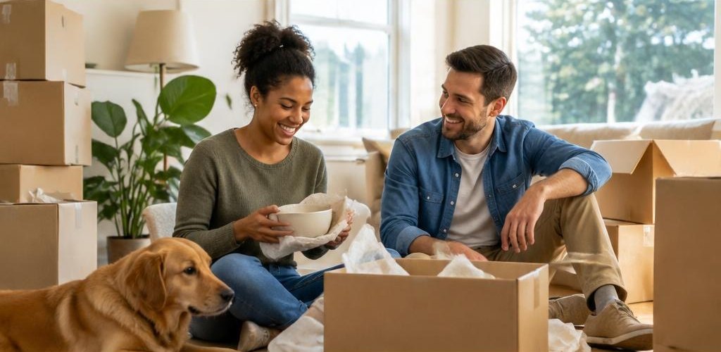 Illustrative homeownership scene accompanying Moving from Georgia to Olympia, WA: Relocation Guide