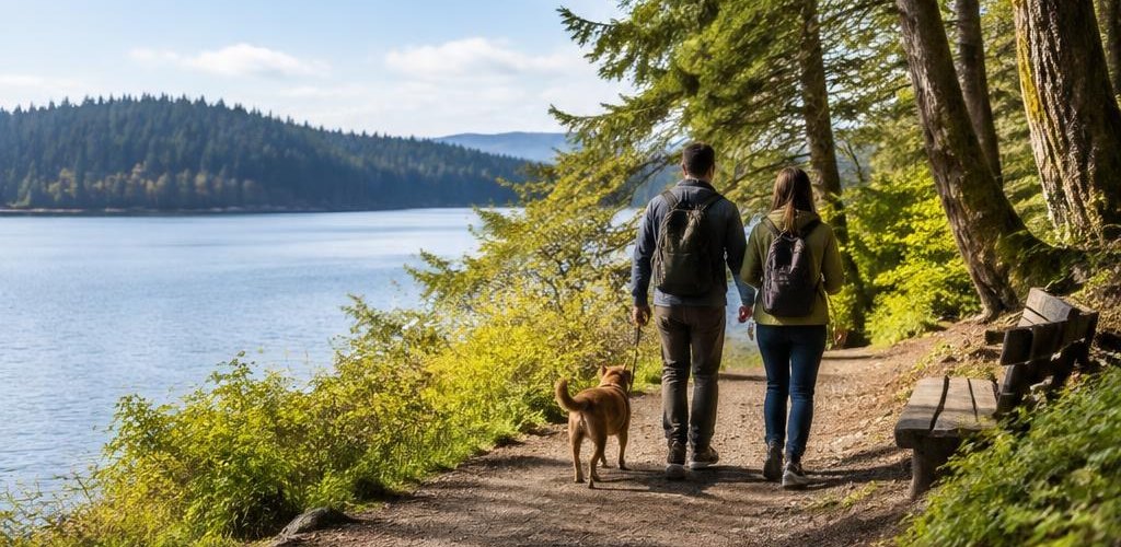 Illustrative Pacific Northwest lifestyle scene accompanying California vs. Washington State: Cost of Living and Lifestyle Guide