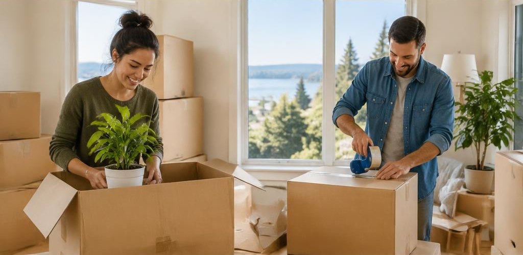 Illustrative homeownership scene accompanying Connecticut vs. Washington State: A Relocation Guide for Olympia