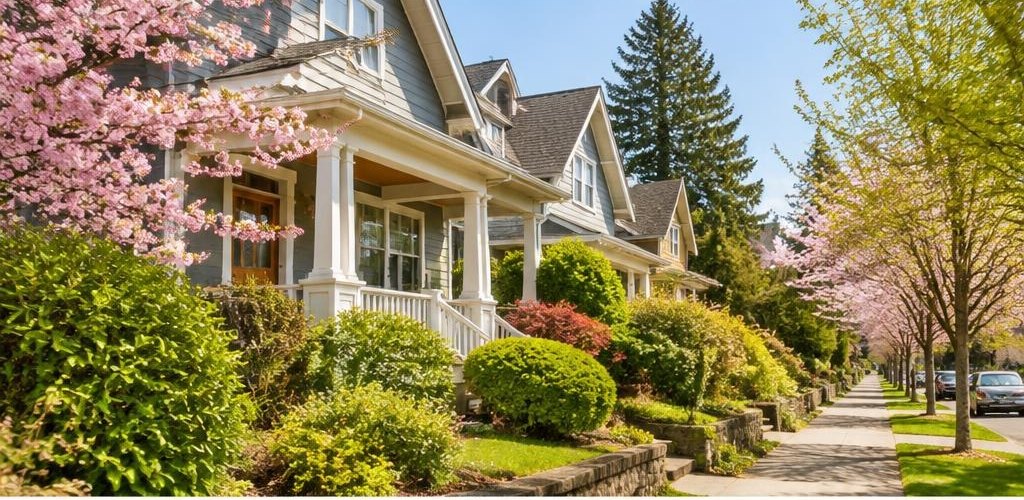 Illustrative residential setting accompanying West Virginia vs. Washington State: Living in Olympia Compared