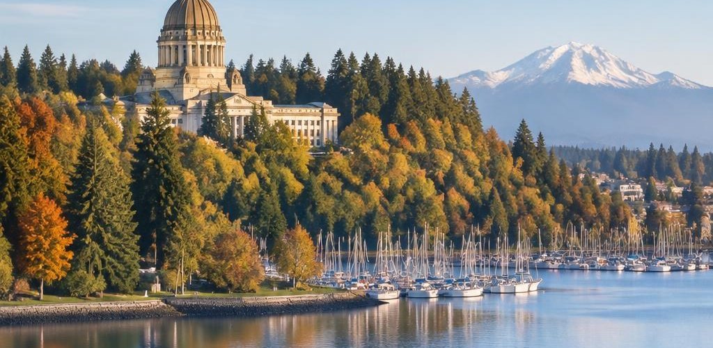 Illustrative Pacific Northwest lifestyle scene accompanying Florida vs. Washington State: Cost of Living and Lifestyle Guide