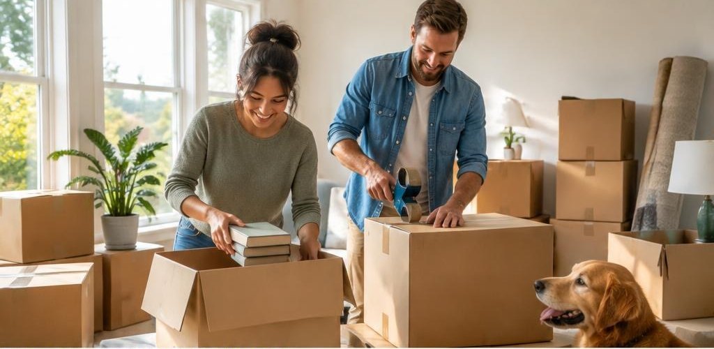 Illustrative homeownership scene accompanying New Hampshire vs. Washington State: Relocating to Olympia