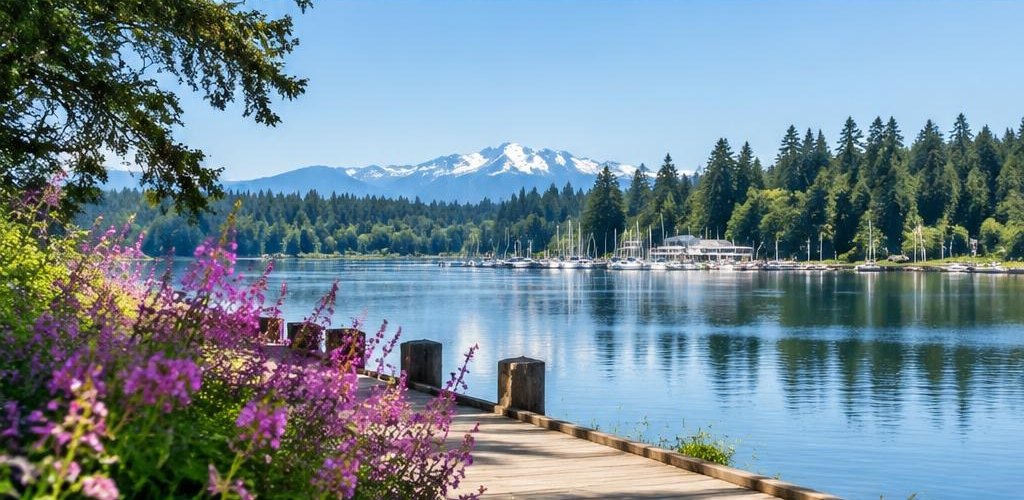 Illustrative Pacific Northwest lifestyle scene accompanying Ohio vs. Washington State: Moving to Olympia, WA Guide