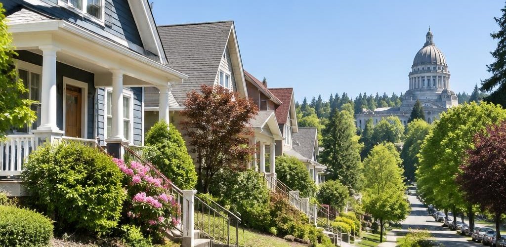 Illustrative residential setting accompanying Rhode Island vs. Washington State: Relocating to Olympia