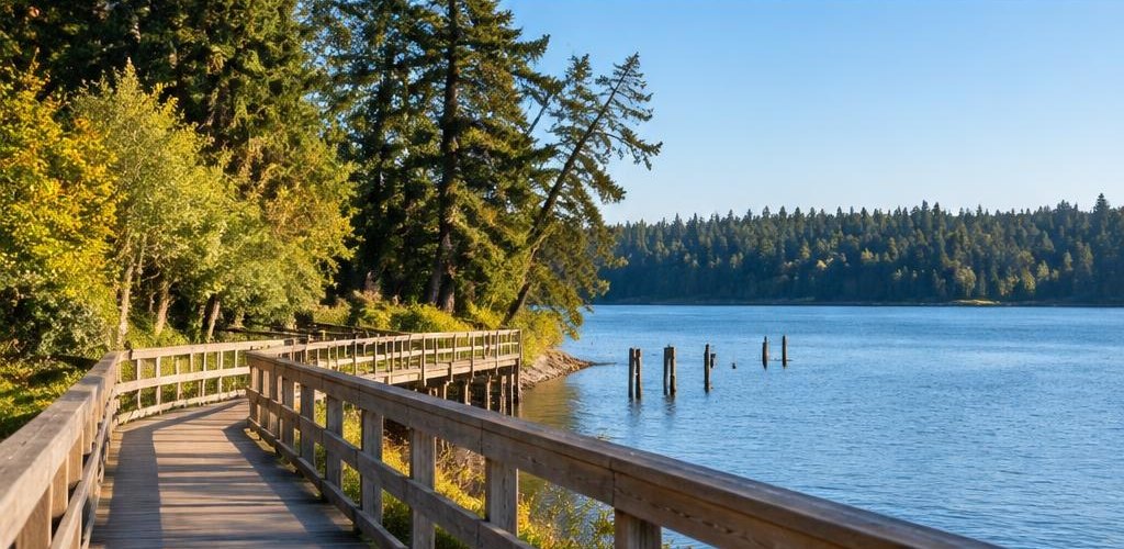 Illustrative Pacific Northwest lifestyle scene accompanying Vermont vs. Washington State: Moving to Olympia Guide
