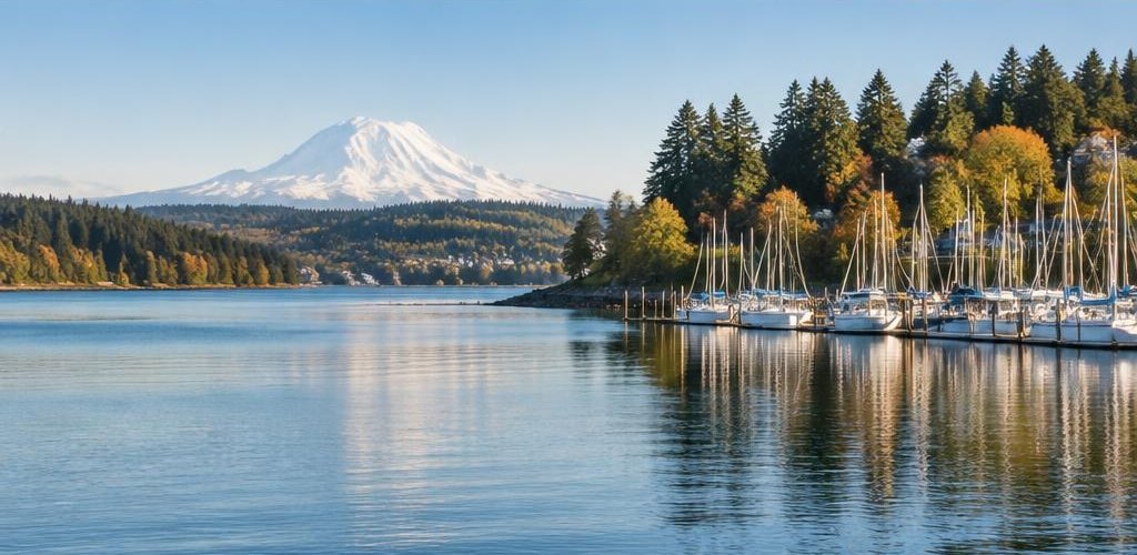Illustrative Pacific Northwest lifestyle scene accompanying Moving from Kansas to Olympia, WA: A Step-by-Step Relocation Guide