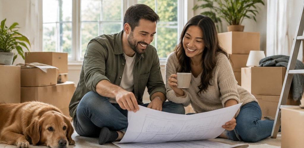 Illustrative homeownership scene accompanying Maryland vs. Washington State: Moving to Olympia Guide