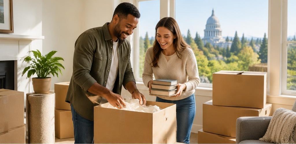 Illustrative homeownership scene accompanying Moving from District of Columbia to Olympia, WA: Relocation Guide