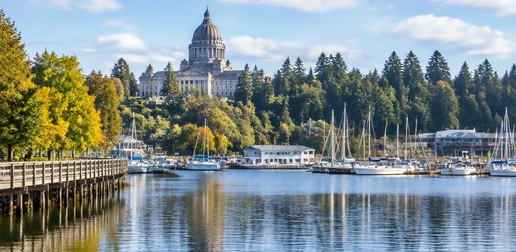 Illustrative Pacific Northwest lifestyle scene accompanying Wyoming vs. Washington State: Cost of Living and Lifestyle Guide