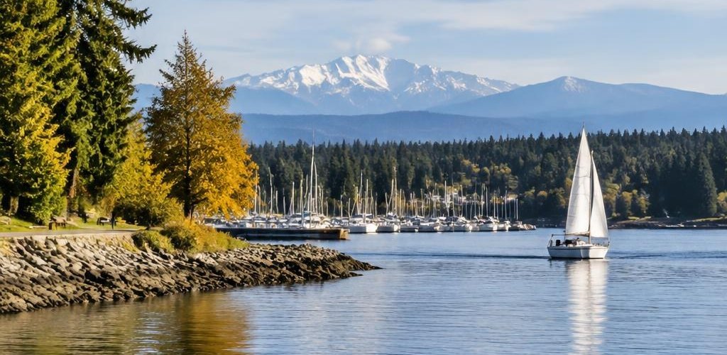 Illustrative Pacific Northwest lifestyle scene accompanying Massachusetts vs. Washington State: Moving to Olympia, WA Guide