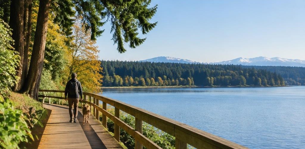 Illustrative Pacific Northwest lifestyle scene accompanying Moving from Ohio to Olympia, WA: A Step-by-Step Relocation Guide