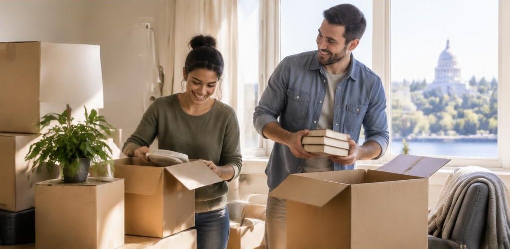 Illustrative homeownership scene accompanying Moving from California to Olympia, WA: A Relocation Guide
