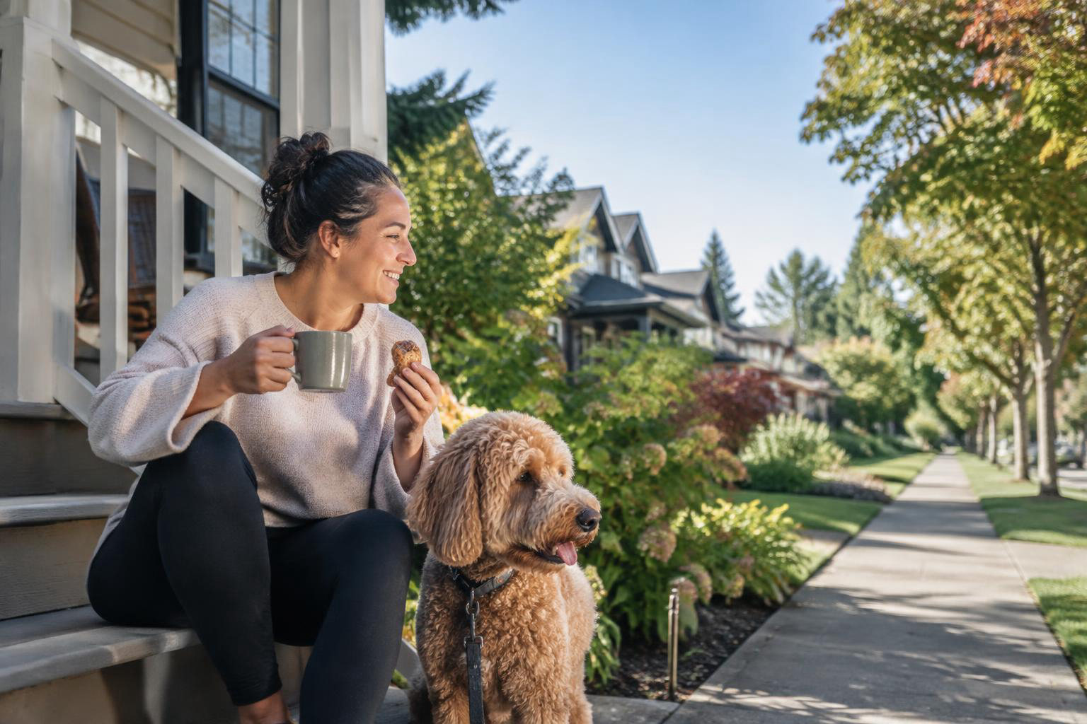 Illustrative a residential exterior or neighborhood streetscape accompanying A Taste of Tumwater: Restaurants, Coffee and Everyday Food Routines