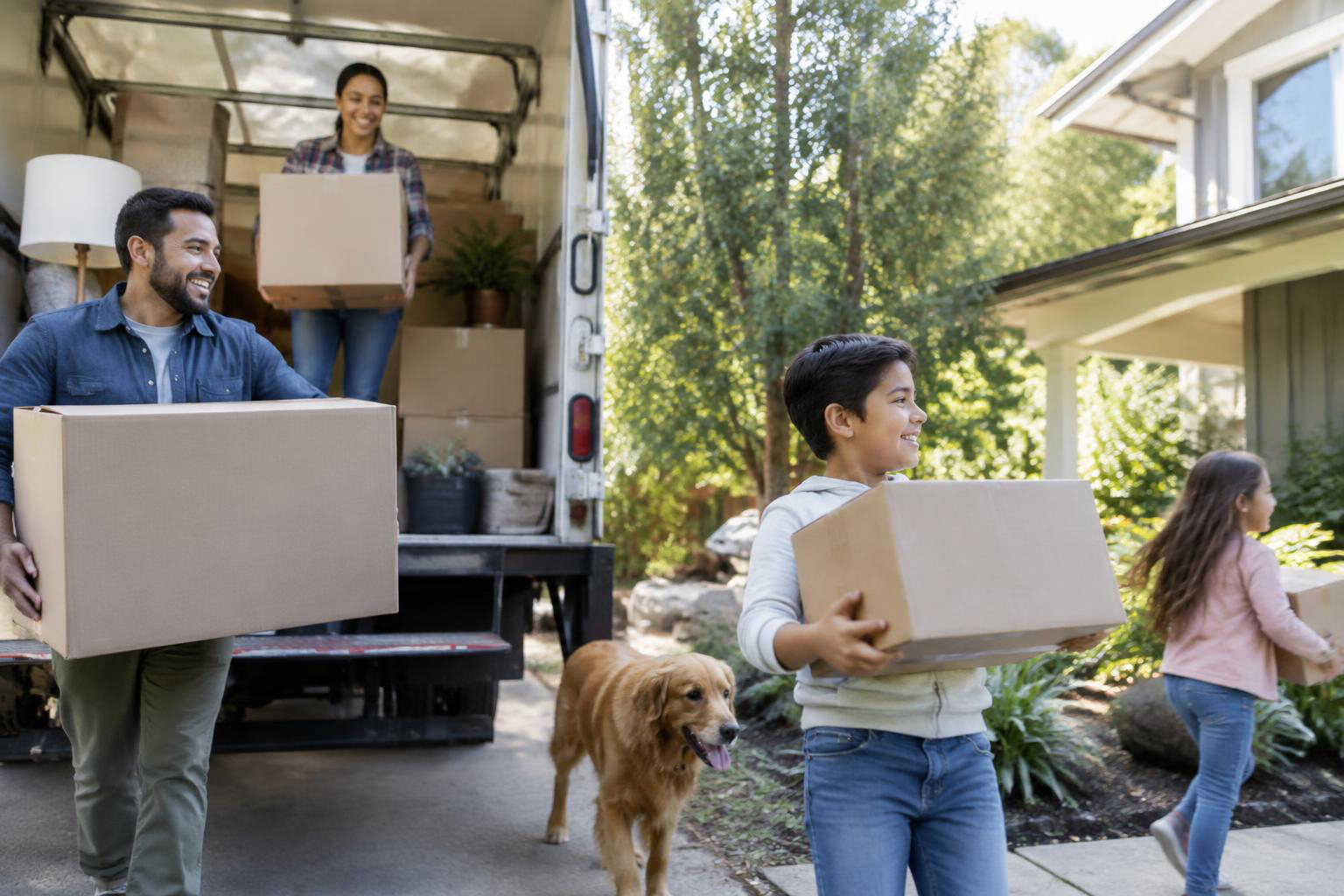 Illustrative people naturally engaged in the article's homeownership or relocation topic accompanying From Seattle or California to Lacey: Build a Move Around Your Real Life