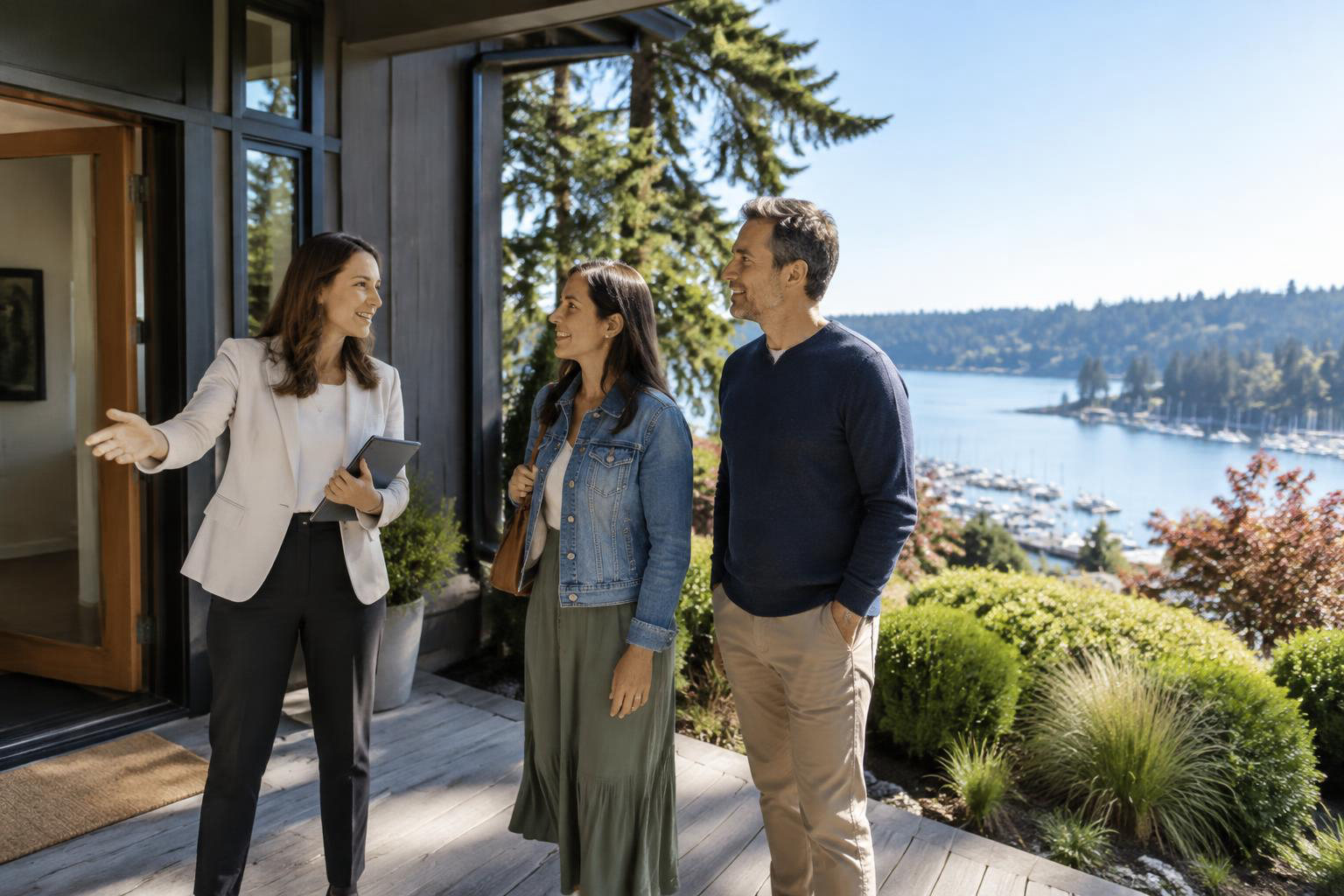 Illustrative people naturally engaged in the article's homeownership or relocation topic accompanying Moving to Gig Harbor from Seattle or California: A Guide to Finding Your Fit