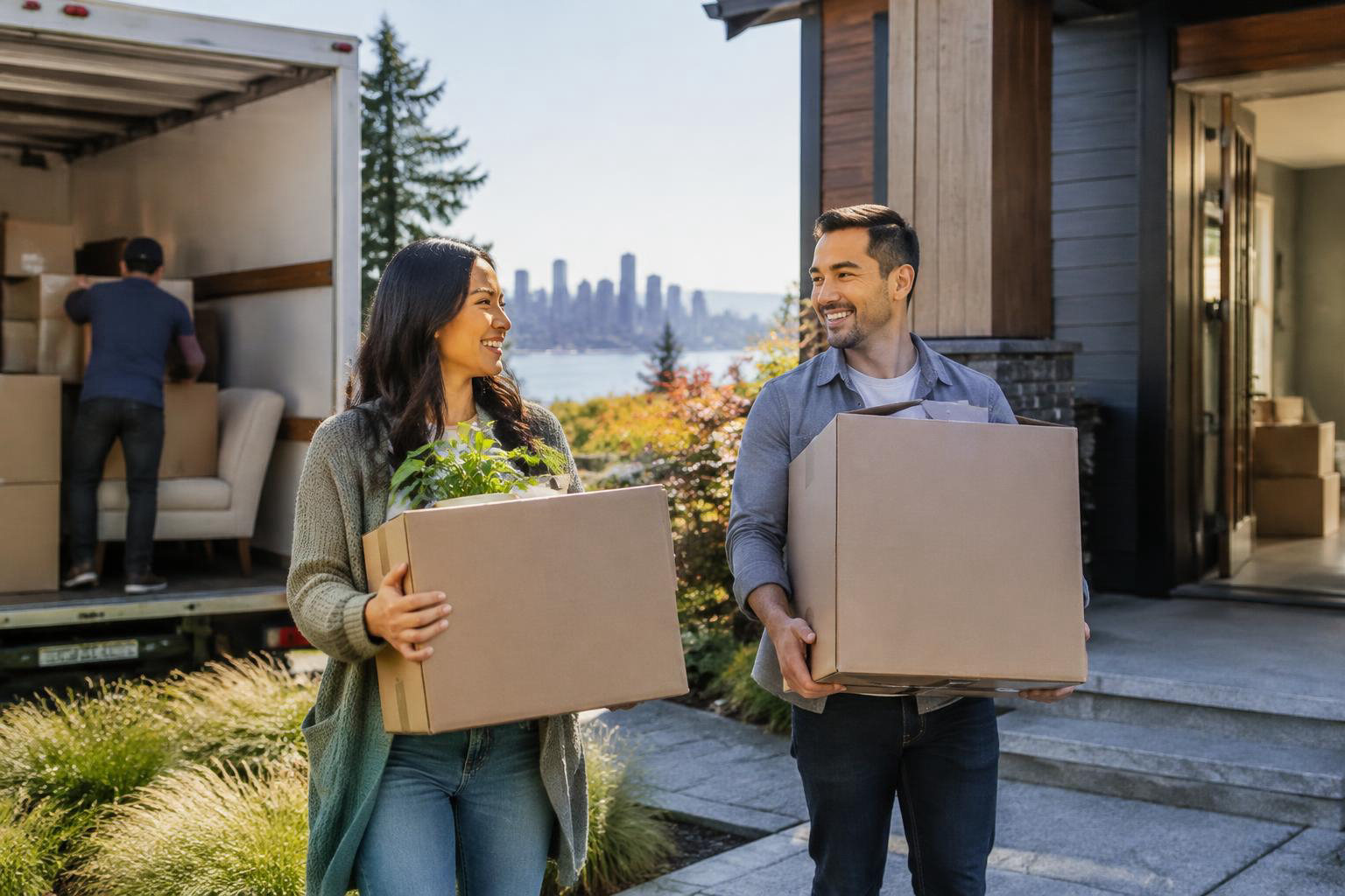 Illustrative people naturally engaged in the article's homeownership or relocation topic accompanying Moving to King County from Seattle or California: A Practical Guide to Finding Your Fit
