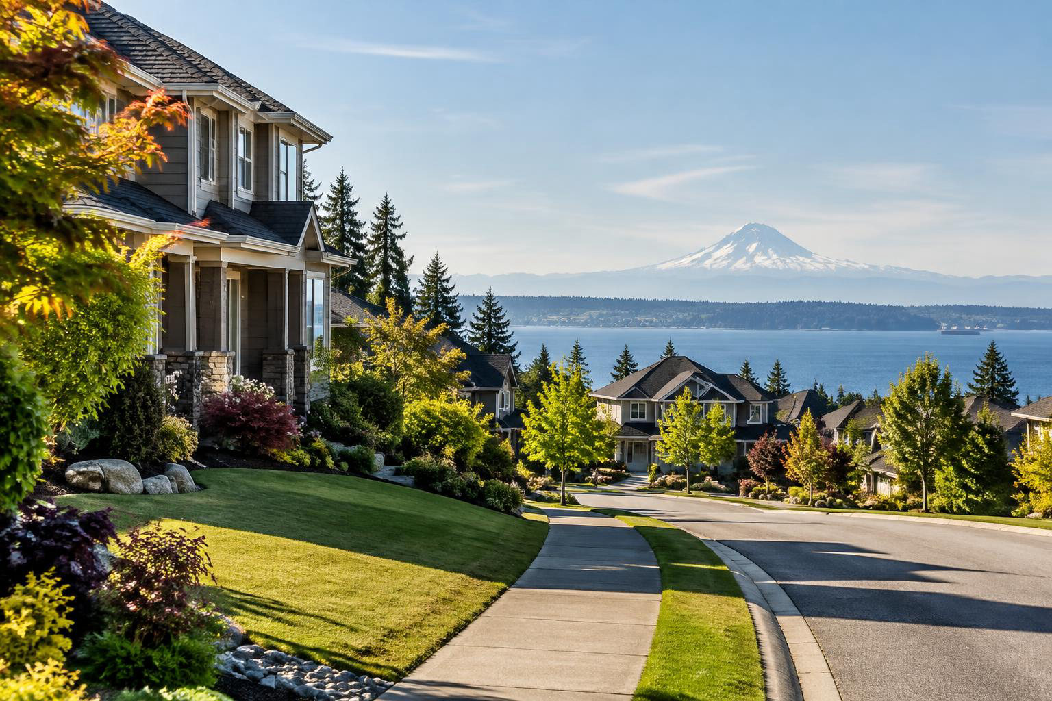Illustrative a residential exterior or neighborhood streetscape accompanying Moving to Pierce County from Seattle or California: Finding Your South Sound Fit