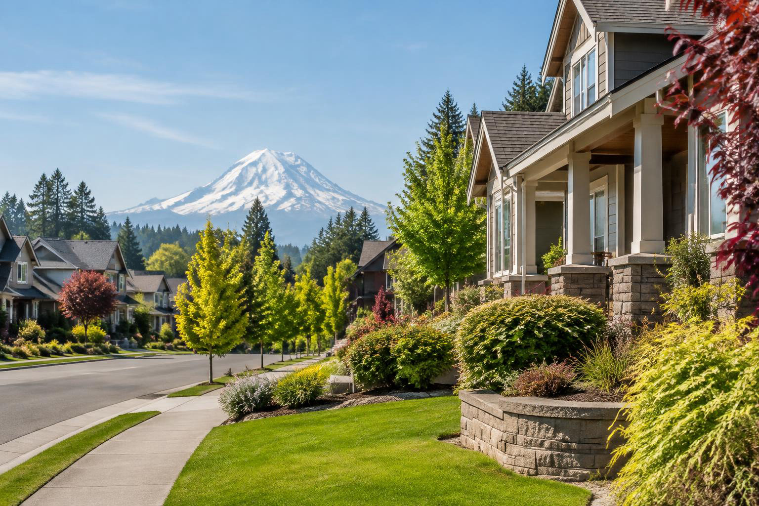 Illustrative a residential exterior or neighborhood streetscape accompanying Moving to Puyallup from Seattle or California: A Practical Guide to Finding Your Fit