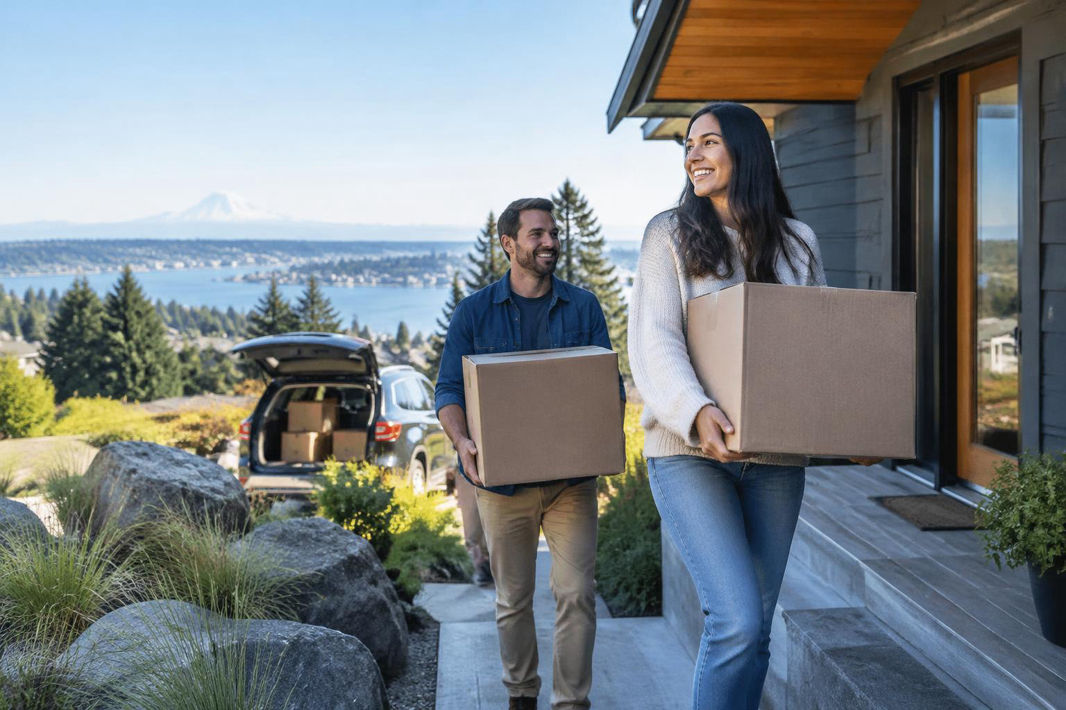 Illustrative people naturally engaged in the article's homeownership or relocation topic accompanying Moving to Tacoma from Seattle or California: A Guide to Finding Your Fit