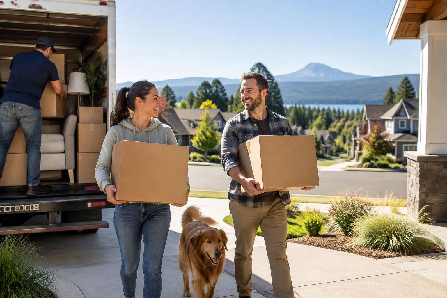 Illustrative people naturally engaged in the article's homeownership or relocation topic accompanying Moving to Thurston County From Seattle or California: A Guide to Finding Your Fit